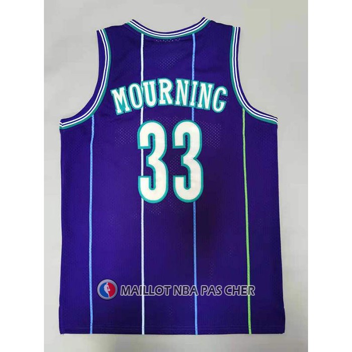 Maillot Charlotte Hornets Alonzo Mourning NO 33 Mitchell & Ness Volet